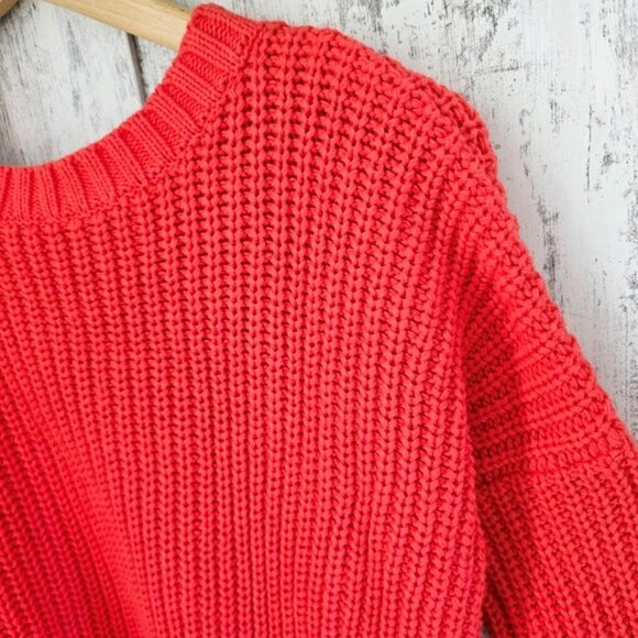 Express Women's Sweater Size Medium Vibrant Pink Long Sleeves Tight Knit Fall - Picture 3 of 13